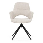 Židle jídelní, krémová látka, 360° vratný mechanismus, černý kov