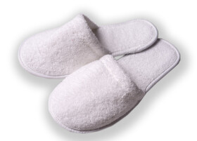 Pantofle do sauny s plnou špičkou, BÍLÉ, univerzální