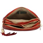 Módní dámská zlatá crossbody kabelka Anallisa, cihlově červená