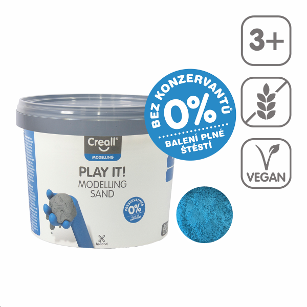 Creall modelovací písek Play it!, 750 g, kelímek, modrý