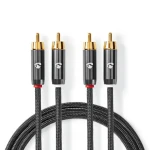 Nedis Stereo Audio kabel 2x RCA (M) - 2x RCA (M) 5.00 m šedá (CATB24200GY50)