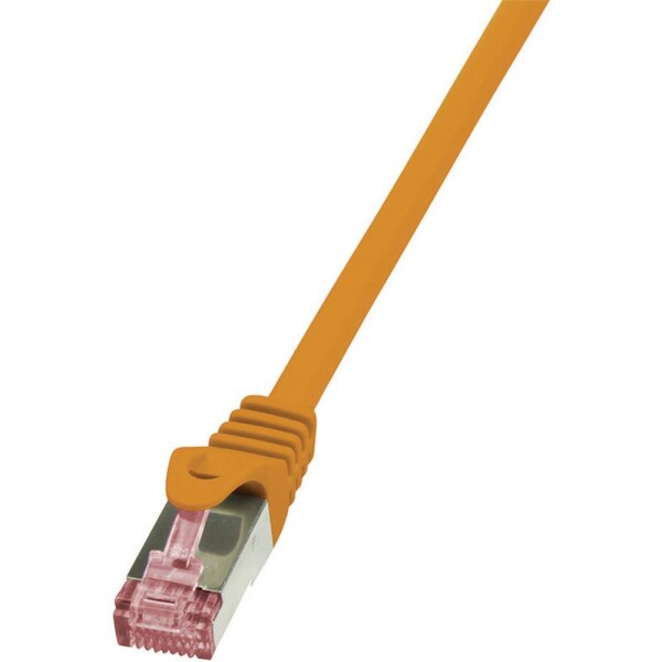 LogiLink CQ2088S RJ45 síťové kabely, propojovací kabely CAT 6 S/FTP 7.50 m oranžová samozhášecí, s ochranou 1 ks