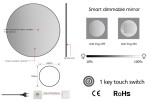 Erga Emma, kulaté LED zrcadlo 100cm, černý kovový rám, 2300 lm, 6500K, zadní osvětlení, ERG-V01-201-1010-BK