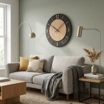 DumDekorace NORDIC OAK , 75 cm dubové nástěnné hodiny s tichým mechanismem