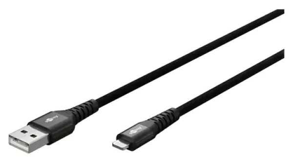 Goobay Lightning - USB-A textilní kabel černá / Datový kabel / Kovové konektory / 2 m (74504)