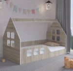 DumDekorace Dětská postel Montessori domeček 160 x 80 cm v dekoru dub sonoma levý