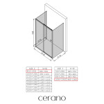 CERANO - Třístěnný sprchový kout Varone POINT U L/P - 6 mm - černá matná, transparentní sklo - 90x100x195 - posuvný CER-DY505B-90130