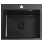 REA - Ocelový dřez Leo 50 Black s kuchyňskou baterií KPL-96005