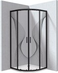 DEANTE - Funkia Evo čtvrtkruhový kout s vaničkou, 80x80 cm – vzor vlna KYPPNB88P