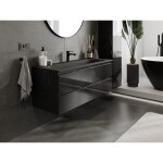 MEXEN/S - Orio koupelnová skříňka 120 cm s umyvadlem Vela, 2 zásuvky, černá lesk/černá mat 91A10-12047-2-BFF70-W23M71