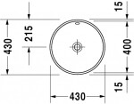 DURAVIT - Architec Umyvadlo na desku, průměr 40 cm, bez otvoru pro baterii, s WonderGliss, alpská bílá 04684000001