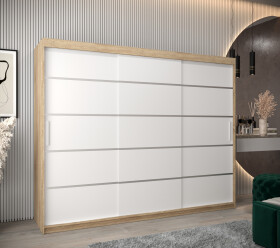 Šatní skříň Abi V1 Barva korpusu: Dub Sonoma, Rozměry: 250 cm, Dveře: Bílá