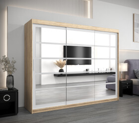 Šatní skříň Abi Ro2 Barva korpusu: Dub Sonoma, Rozměry: 250 cm, Dveře: Bílá