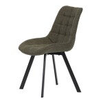 Židle jídelní, zelená látka, nohy černý kov
