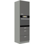 Vysoká skříňka pro vestavnou troubu 60 DPS-210 3S 1F - Premium Box Barva korpusu: Šedá, Barva dvířek: Krémový lesk (Karmen)