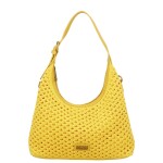 Stylová dámská háčkovaná kabelka Coveri Luna, žlutá