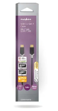 Nedis antracitová / Kabel USB-C (M) - USB-C (M) / 60 W / 4K 60Hz / 5 Gbps / 1 m (CCBW64700AT10)
