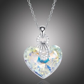 Exkluzivní náhrdelník Swarovski Elements Katherine - srdce, Bílá/čirá 40 cm + 5 cm (prodloužení)