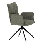 Židle jídelní, zelená látka, 360° vratný mechanismus, černý kov