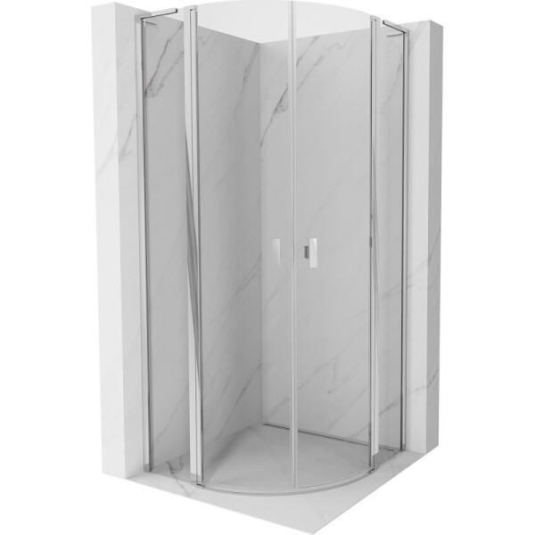 MEXEN/S - Mist L sprchový kout čtvrtkruh, křídlové 80 x 80, transparent, chrom 8A32L-080-080-01-00