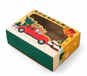 Cake star Vánoční krabice "auto" 21x15x7cm