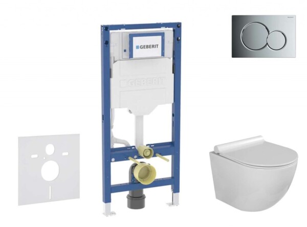 GEBERIT - Duofix Set předstěnové instalace, klozetu Gaia a sedátka softclose, tlačítko Sigma01, lesklý chrom SANI11CA1114B