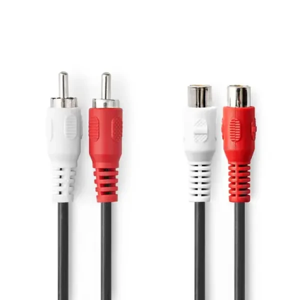 Nedis Stereo Audio kabel 2x RCA (M) - 2x RCA (F) 10.0 m černá (CAGL24205BK100)