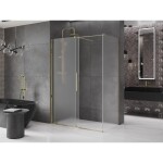 MEXEN/S - Velar sprchový kout, posuvné dveře 140 x 80 cm, dekor, zlato 871-140-080-31-50