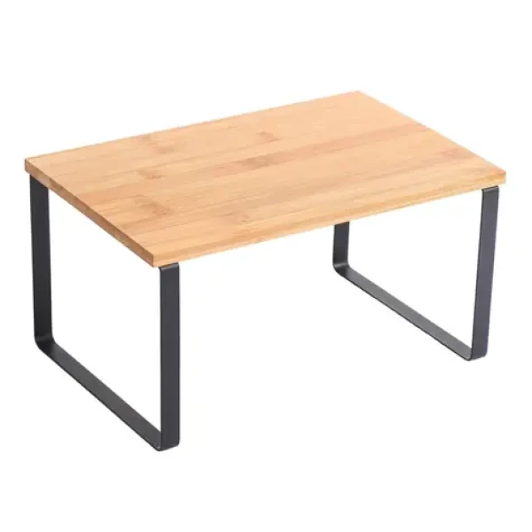 MSV ELIE volně stojící polička do kuchyně černá / ocel / bambus (3700703996187)