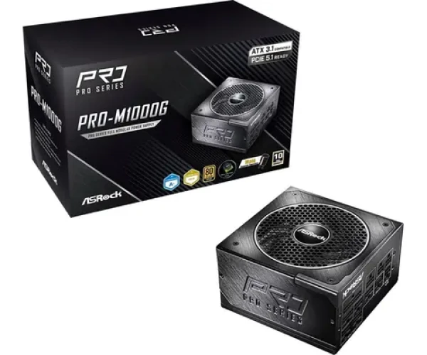 ASRock PRO-M1000G černá / Zdroj ATX / 1000 W / 80 PLUS Gold / ATX 3.1 / 135 mm (90-UXR100-GFEAA2)
