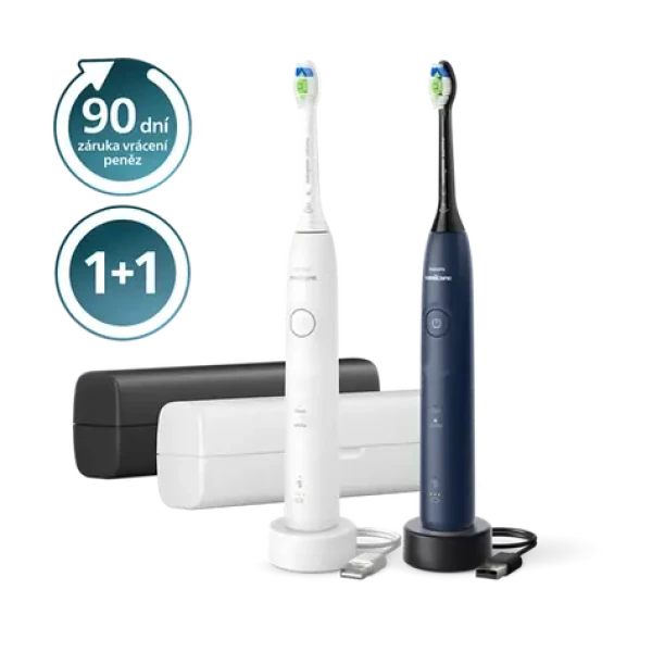 Philips Sonicare 5500 HX7119/01 černá bílá / 2 x Sonický zubní kartáček / 62.000 kmitů / 2 režimy / 2 hlavice (HX7119/01)