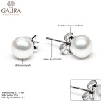 Náušnice s růžovou 6,5-7 mm říční perlou Phoebe II, stříbro 925/1000, Růžová
