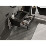 MEXEN/S - Rivel koupelnová skříňka 90 cm s umyvadlem Vela, 1 šuplík, reliéf , černá mat 91A20-09023-1-BF71-W23M71