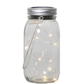 Star trading Solární lucerna JAMJAR na zavěšení. 10x LED - STAR TRADING Svítící lucerna na solární napájení Jamjar, čirá barva, sklo