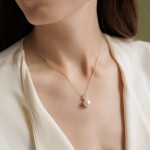 Stříbrný náhrdelník s levandulovou 10 mm perlou Noema, stříbro 925/1000, Stříbrná Levandulová 39 cm + 7 cm (prodloužení)