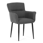 Židle jídelní, snadno čistitelná šedá látka, černý matný lak, kovové nohy