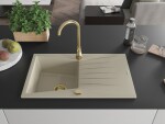 MEXEN/S - Cesar granitový dřez 1 s odkapávačem 775x470 mm, béžová,+ zlatý sifon 6514771010-69-G