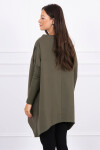 Oversize mikina s asymetrickými stranami khaki Velikost: UNI