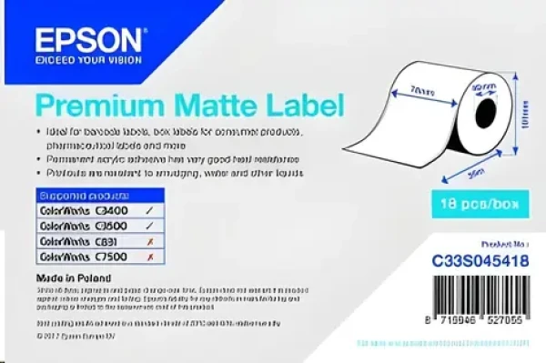 Epson Premium Matte Label 76x35 mm / Etikety / Kontinuální role (C33S045418)