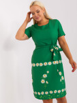 Dámské šaty plus size LK SK 505731.84 Zelená s potiskem - FPrice zelená s květy 46