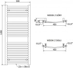 MEXEN/S - Helios radiátor + topná tyč 1200 x 500 mm, 600 W, černá W103-1200-500-2600-70