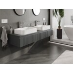 MEXEN/S - Rivel koupelnová skříňka pod umyvadlo 160 cm s deskou, 1 šuplík, reliéf , grafit mat 91A20-16023-1-BFC66