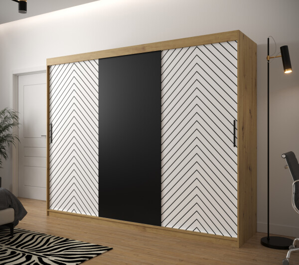 Šatní skříň Abi Jodelka Barva korpusu: Dub artisan, Rozměry: 250 cm, Dveře: Bílá mat