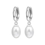 Stříbrné náušnice s bílou perlou Alieta – stříbro 925/1000, Stříbrná Bílá
