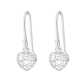 LUNICA Stříbrné visací náušnice srdíčka 0370