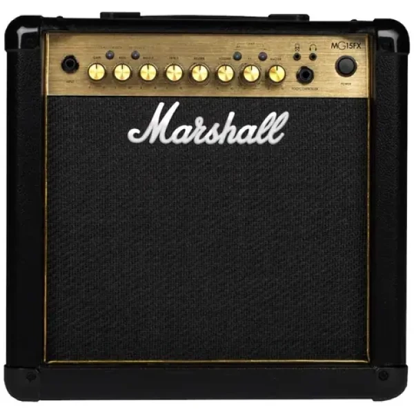 Marshall MG15GFX Gold / Kytarový zesilovač / 15 W RMS / reproduktor 8" / vestavěné efekty (L0960188)