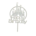 Dortisimo Zápich do dortu dřevěný Happy Birthday s hradem