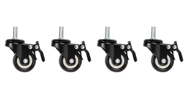 Lanberg Kolečka pro rack / Sada 4 ks / Se závitem a brzdou / Pro závěsné skříně 19" (AK-1601-B)