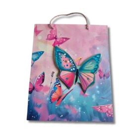 Dortisimo Dárková taška s 3D motýlem modro-růžová