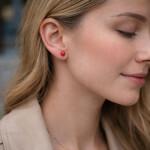 Stříbrné náušnice s korálem Hannah, stříbro 925/1000, Červená